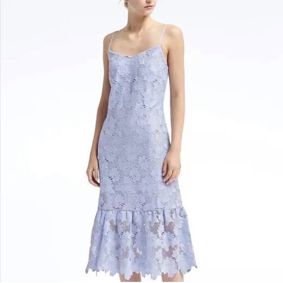 Banana Republic Dresses & Skirts - BANANA Republic Light Blue Drop Waist Sleeveless Lace Midi Dress 12